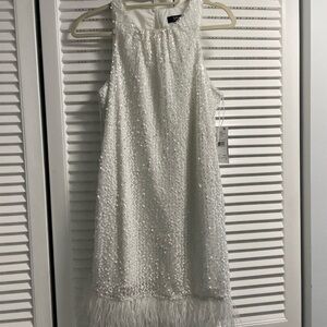Aidan Mattox White Sequin Mini Dress